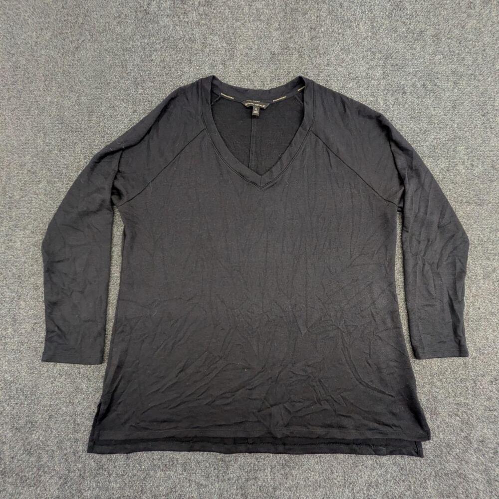 Banana Republic Tunic Top XL Black V Neck Long Sleeve Relaxed Fit Pullover Shirt